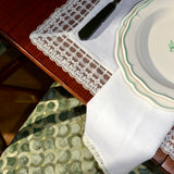 White Linen Placemat with Lace Rim