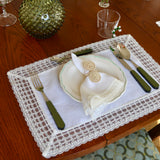 White Linen Napkin with Lace Rim