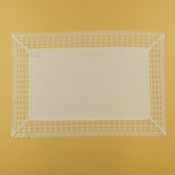 White Linen Placemat with Lace Rim