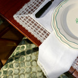 White Linen Napkin with Lace Rim