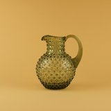 Dotted Glass Water Jug Olive