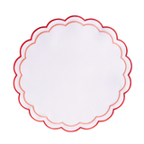 Scalloped Placemat Embroidered Red & Pink