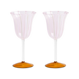 Striped Wine Glasses Set of 2 Pink/Amber