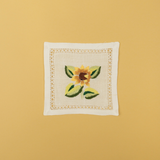 Set of 6 Embroidered Coasters Sunflower