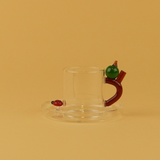 Apple Espresso Cup with Ladybug Saucer