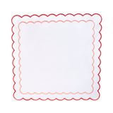 Scalloped Napkin Embroidered Red & Pink
