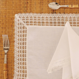 White Linen Placemat with Lace Rim