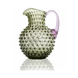 Dotted Glass Water Jug Olive with Lila Handle