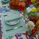 Embroidered Wave Placemat Green